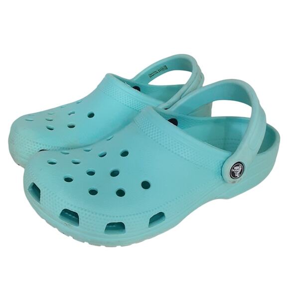 Crocs Clogs Womens 7 Slip On Water Shoes Robins Egg Blue Rubber Comfort Shoes - Picture 1 of 10